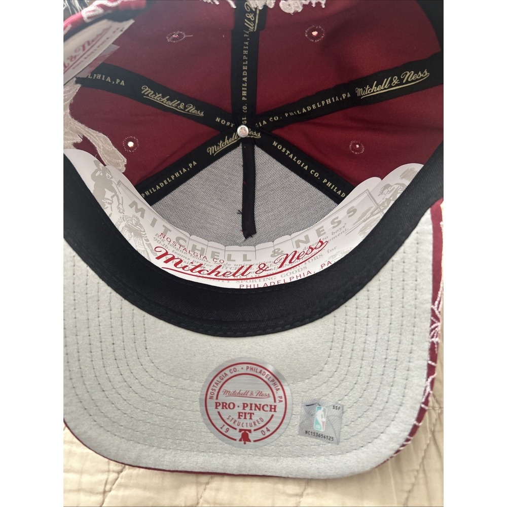 Mitchell And Ness Houston Rockets Flower Hat Snapback Red Suede Brim - Picture 6 of 6